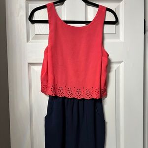 Coral and Navy Dress